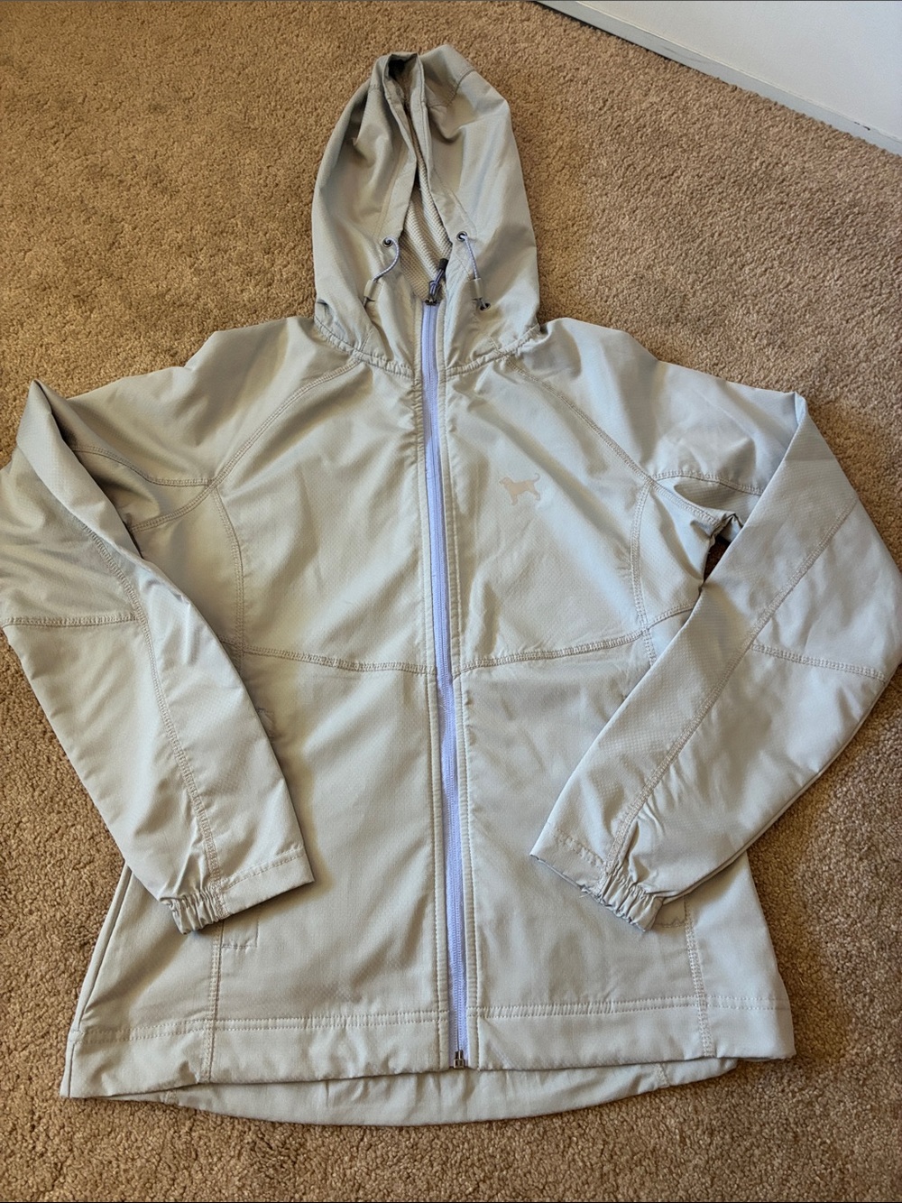 The Black Dog Women's Lightweight Hooded Windbreaker Jacket Full Zip Gray S